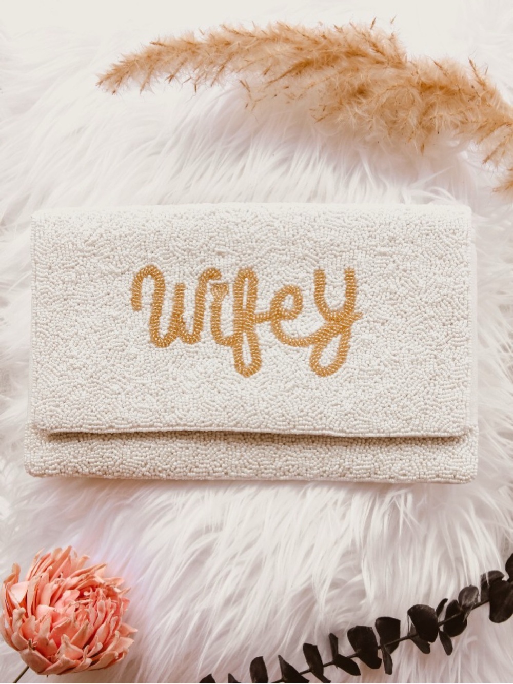 Francesca’s Wifey Beaded Clutch & Crossbody